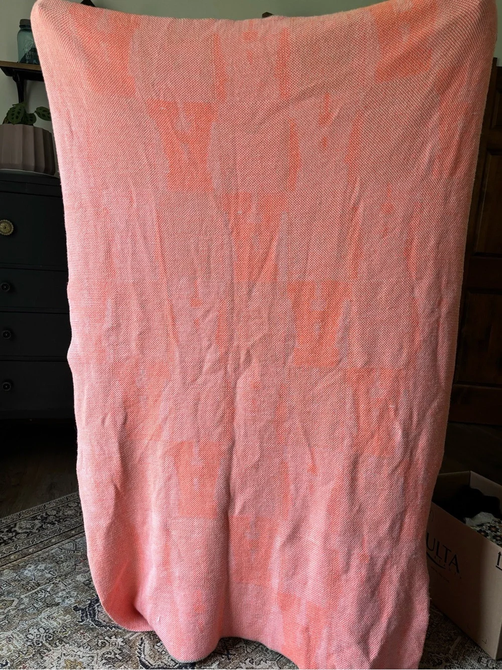 BaubleBar Orange, White & Tan Graphic 'A' Knit Throw